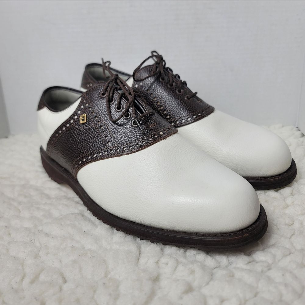 FootJoy Premiere Classics Dry 55518 Brown White Saddle 90's Golf Shoes Men 9.5 E